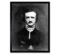 Wee Blue Coo Vintage Edgar Alan Poe Portrait Art Print Framed Poster Wall Decor 12X16 Inch
