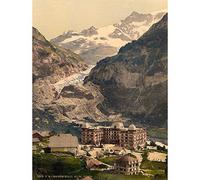 Wee Blue Coo Vintage Landscape Alpine Glacier Grindelwald Switzerland Art Print Poster Wall Decor 12X16 Inch