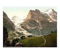 Wee Blue Coo Vintage Landscape Church Valley Eiger Alpine Switzerland Art Print Poster Wall Decor 12X16 Inch