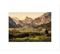 Wee Blue Coo VINTAGE LANDSCAPE KANDERSTEG VILLAGE SWISS ALPS SCENIC FRAMED PRINT B12X10390
