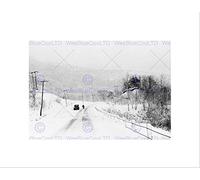 Wee Blue Coo VINTAGE LANDSCAPE WINTER SNOW BLIZZARD BRATTLEBORO FRAMED ART PRINT B12X10396