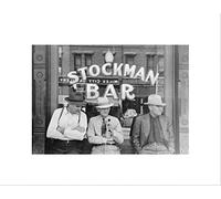 Wee Blue Coo VINTAGE MEN STOCKMAN BAR MILES CITY MONTANA BLACK FRAMED ART PRINT B12X11790