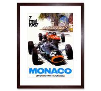 Wee Blue Coo Vintage Monaco 25 Grand Prix 1967 Race Picture Framed Wall Art Print