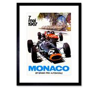 Wee Blue Coo VINTAGE MONACO 25 GRAND PRIX AUTOMOBILE 1967 RACE FRAMED ART PRINT B12X11883