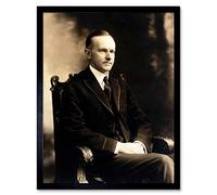 Wee Blue Coo Vintage Photo Portrait Republican President Calvin Coolidge USA Art Print Framed Poster Wall Decor 12X16 Inch