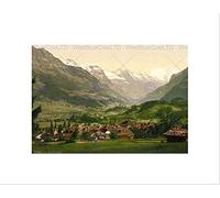 Wee Blue Coo VINTAGE PHOTOGRAPH TRAVEL FRUTIGEN VILLAGE MOUNTAINS ALPS SWISS FRAMED PRINT B12X11700