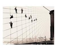 Wee Blue Coo Vintage Photography New York Painter Brooklyn Bridge Suspender Cable Art Print Poster Wall Decor 12X16 Inch