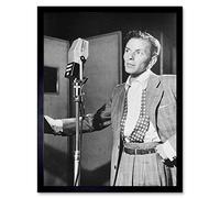 Wee Blue Coo Vintage Portrait Blue Eyes Frank Sinatra Singer Art Print Framed Poster Wall Decor 12X16 Inch