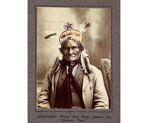 Wee Blue Coo Vintage Portrait Chief Geronimo Native American Dian Chief Art Print Poster Wall Decor 12X16 Inch