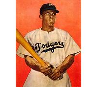 Wee Blue Coo Vintage Portrait Jackie Robinson Baseball Brooklyn Dodgers Art Print Poster Wall Decor 12X16 Inch