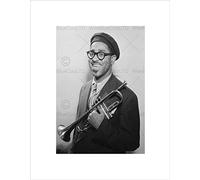 Wee Blue Coo VINTAGE PORTRAIT JAZZ LEGEND DIZZIE GILLESPIE BLACK FRAMED ART PRINT B12X3769