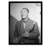 Wee Blue Coo Vintage Portrait Jazz Saxophone Legend Charlie Parker Bird Art Print Framed Poster Wall Decor 12X16 Inch