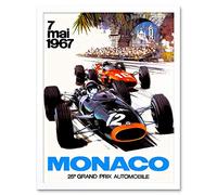 Wee Blue Coo Vintage Transport Monaco 25 Grand Prix Automobile 1967 Race Art Print Framed Poster Wall Decor 12X16 Inch