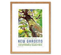Wee Blue Coo Vintage Travel Kew Gardens Southern Electric Tree Bird Framed Wall Art Print