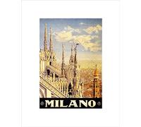 Wee Blue Coo VINTAGE TRAVEL MILANO MILAN ITALY NEW BLACK FRAMED ART PRINT PICTURE B12X11923