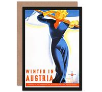 Wee Blue Coo VINTAGE TRAVEL WINTER AUSTRIA SPORT SKI NEW BLANK GREETINGS CARD
