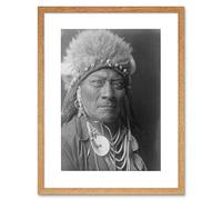 Wee Blue Coo Vintage Y Native American One Blue Bead Framed Wall Art Print