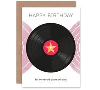 Wee Blue Coo Vinyl For the Record Happy Birthday Pink & Gold Card Wee Blue Coo Multicolor