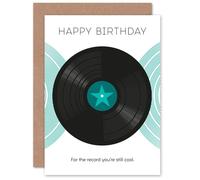 Wee Blue Coo Vinyl For the Record Happy Birthday Turquoise Teal Card Wee Blue Coo Multicolor
