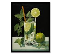 Wee Blue Coo Virgin Mojito Cocktail Green Kitchen Artwork Framed Wall Art Print A4