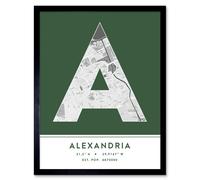 Wee Blue Coo Wall Art Print Alexandria Egypt City Map Modern Typography Stylish Letter Framed Word in Green | Size: W12" x H16" Wee Blue Coo Green W12" x H16"