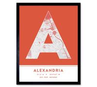 Wee Blue Coo Wall Art Print Alexandria Egypt City Map Modern Typography Stylish Letter Framed Word in Orange | Size: W12" x H16" Wee Blue Coo Orange W12" x H16"