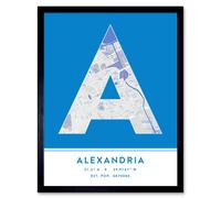 Wee Blue Coo Wall Art Print Alexandria Egypt City Map Modern Typography Stylish Letter Framed Word in Blue | Size: W12" x H16" Wee Blue Coo Blue W12" x H16"