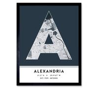 Wee Blue Coo Wall Art Print Alexandria Egypt City Map Modern Typography Stylish Letter Framed Word in Navy | Size: W12" x H16" Wee Blue Coo Navy W12" x H16"