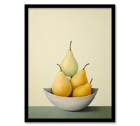 Wee Blue Coo Wall Art Print All Gone Pear Shaped Oil Painting Sage Green Orange Bright Fruit Art Framed in Yellow | Size: W12" x H16" Wee Blue Coo Yellow W12" x H16"
