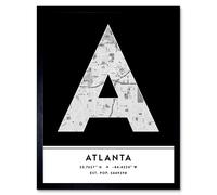 Wee Blue Coo Wall Art Print Atlanta Georgia United States City Map Modern Typography Stylish Letter Framed Word in Black | Size: W12" x H16" Wee Blue Coo Black W12" x H16"