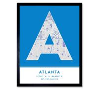 Wee Blue Coo Wall Art Print Atlanta Georgia United States City Map Modern Typography Stylish Letter Framed Word in Blue | Size: W12" x H16" Wee Blue Coo Blue W12" x H16"
