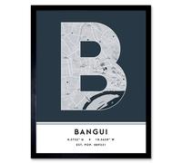 Wee Blue Coo Wall Art Print Bangui Central African Republic City Map Modern Typography Stylish Letter Framed Word in Navy | Size: W12" x H16" Wee Blue Coo Navy W12" x H16"