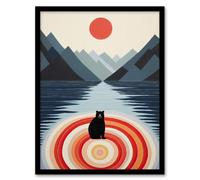 Wee Blue Coo Wall Art Print Bear Lake Calm Kids Room Fun Red Blue Living Room Framed | Size: A4 Wee Blue Coo Multicolor A4