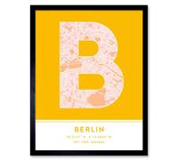 Wee Blue Coo Wall Art Print Berlin Germany City Map Modern Typography Stylish Letter Framed Word in Yellow | Size: W12" x H16" Wee Blue Coo Yellow W12" x H16"