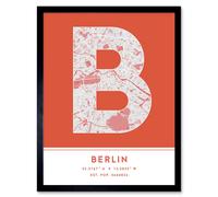 Wee Blue Coo Wall Art Print Berlin Germany City Map Modern Typography Stylish Letter Framed Word in Orange | Size: W12" x H16" Wee Blue Coo Orange W12" x H16"