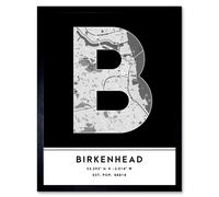 Wee Blue Coo Wall Art Print Birkenhead England United Kingdom City Map Modern Typography Stylish Letter Framed Word in Black | Size: W12" x H16" Wee Blue Coo Black W12" x H16"