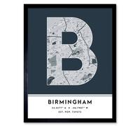 Wee Blue Coo Wall Art Print Birmingham Alabama United States City Map Modern Typography Stylish Letter Framed Word in Navy | Size: W12" x H16" Wee Blue Coo Navy W12" x H16"