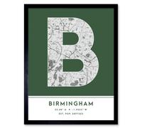 Wee Blue Coo Wall Art Print Birmingham England United Kingdom City Map Modern Typography Stylish Letter Framed Word in Green | Size: W12" x H16" Wee Blue Coo Green W12" x H16"