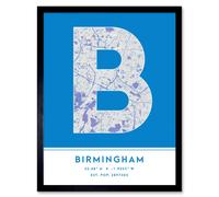 Wee Blue Coo Wall Art Print Birmingham England United Kingdom City Map Modern Typography Stylish Letter Framed Word in Blue | Size: W12" x H16" Wee Blue Coo Blue W12" x H16"