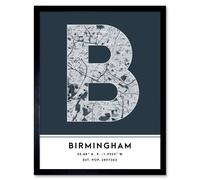 Wee Blue Coo Wall Art Print Birmingham England United Kingdom City Map Modern Typography Stylish Letter Framed Word in Navy | Size: W12" x H16" Wee Blue Coo Navy W12" x H16"