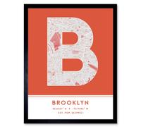 Wee Blue Coo Wall Art Print Brooklyn New York United States City Map Modern Typography Stylish Letter Framed Word in Orange | Size: W12" x H16" Wee Blue Coo Orange W12" x H16"
