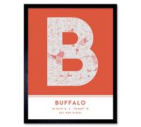 Wee Blue Coo Wall Art Print Buffalo New York United States City Map Modern Typography Stylish Letter Framed Word in Orange | Size: W12" x H16" Wee Blue Coo Orange W12" x H16"