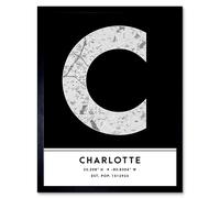 Wee Blue Coo Wall Art Print Charlotte North Carolina United States City Map Modern Typography Stylish Letter Framed Word in Black | Size: W12" x H16" Wee Blue Coo Black W12" x H16"