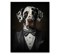 Wee Blue Coo Wall Art Print Dalmatian Dinner Jacket Portrait Dog Living Room Framed in Black | Size: A4 Wee Blue Coo Black A4