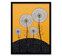 Wee Blue Coo Wall Art Print Dandelion Hill Folk Style Yellow Black Living Room Framed | Size: A4 Wee Blue Coo Yellow A4