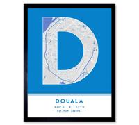 Wee Blue Coo Wall Art Print Douala Cameroon City Map Modern Typography Stylish Letter Framed Word in Blue | Size: W12" x H16" Wee Blue Coo Blue W12" x H16"