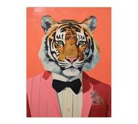 Wee Blue Coo Wall Art Print Dressed To Kill Tiger Animal Portrait Living Room in Pink | Size: W12" x H16" Wee Blue Coo Pink W12" x H16"