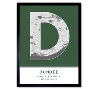 Wee Blue Coo Wall Art Print Dundee Scotland United Kingdom City Map Modern Typography Stylish Letter Framed Word in Green | Size: W12" x H16" Wee Blue Coo Green W12" x H16"
