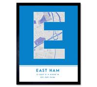 Wee Blue Coo Wall Art Print East Ham England United Kingdom City Map Modern Typography Stylish Letter Framed Word in Blue | Size: W12" x H16" Wee Blue Coo Blue W12" x H16"
