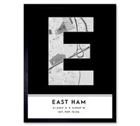 Wee Blue Coo Wall Art Print East Ham England United Kingdom City Map Modern Typography Stylish Letter Framed Word in Black | Size: W12" x H16" Wee Blue Coo Black W12" x H16"